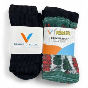 2 Pair Viasox Diabetic Easy Stretch Knee High Socks Men's 6-8 Women's 5-9 Medium